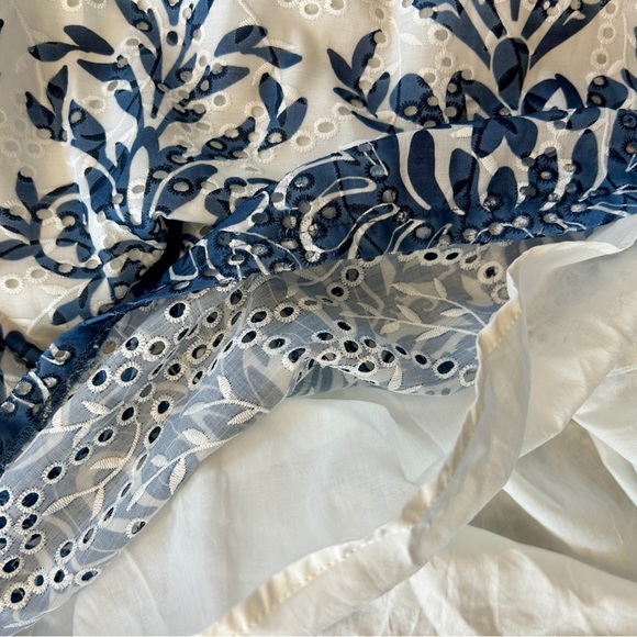 Ted Baker Print Eyelet Puff Sleeve Midi Dress Vintage Inspired Print Navy XL - Picture 12 of 12